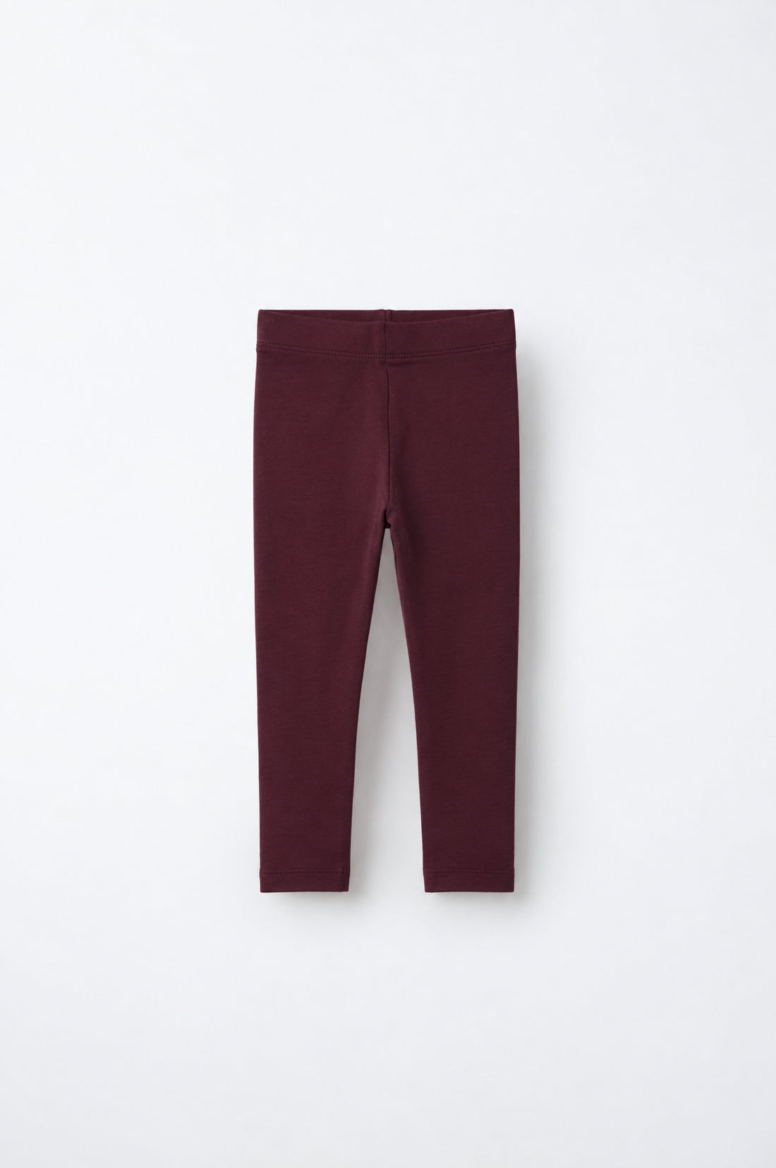 Baby girls’ dark burgundy extra soft cotton leggings with elastic waistband and full-length fitted design