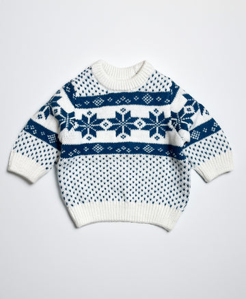 Baby Jumpers | Cotton. White Winter Theme, Round Neck