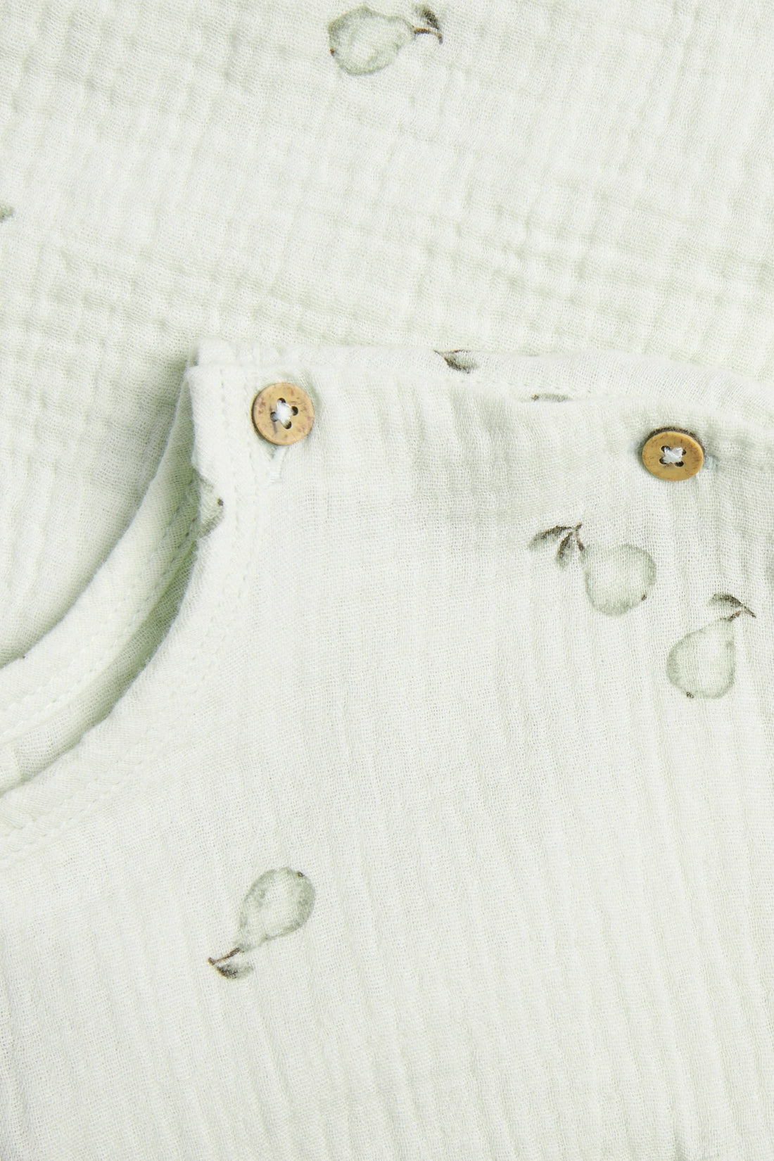 Toddler Pear Print Muslin Shirt — Mint Green