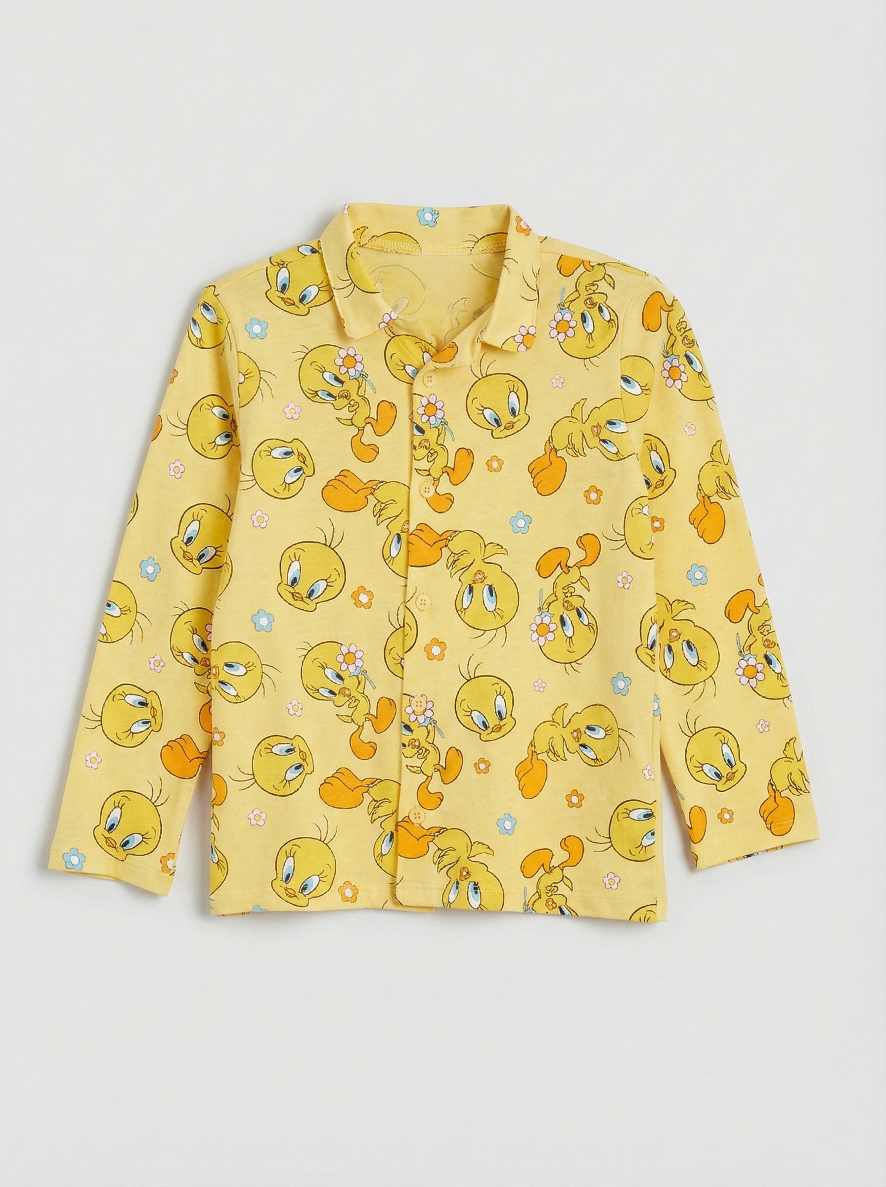 Baby Polo Collar Long Sleeve Yellow Tops