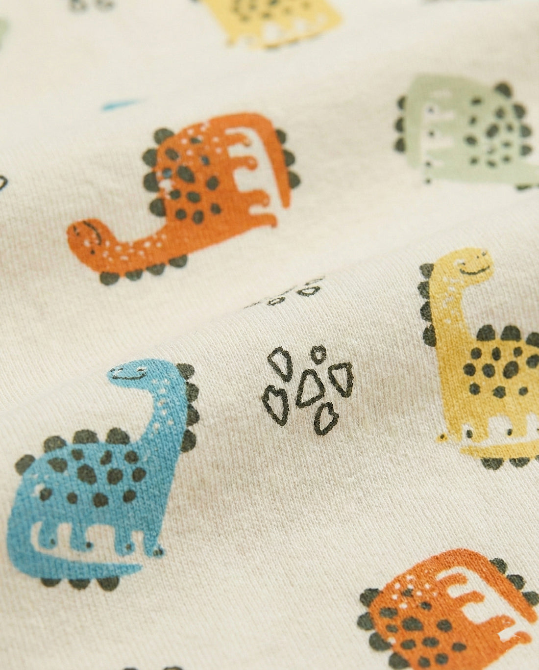 Baby Long Sleeve Polo Top | Beige, Dino Print