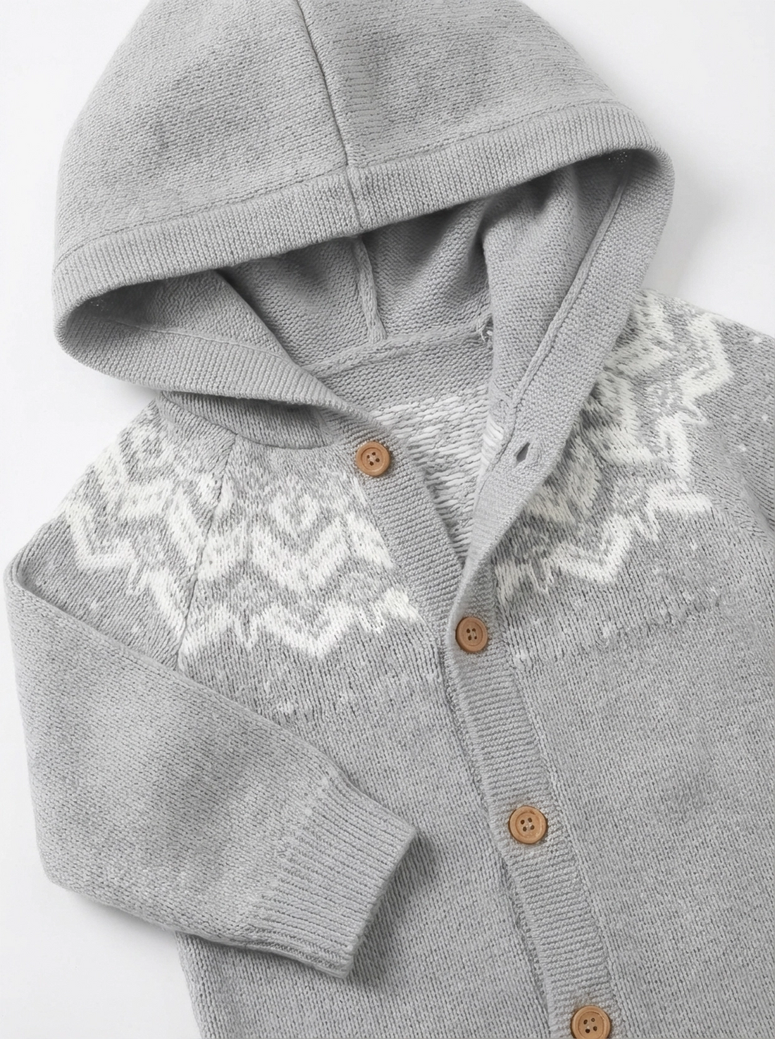 Baby Knit Hooded Romper | Light Grey