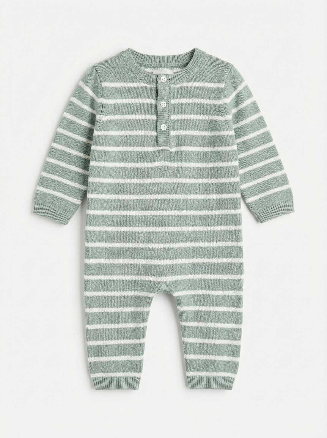 Knitted Baby Romper With Stripe Print