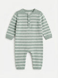 Knitted Baby Romper With Stripe Print