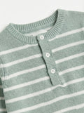 Knitted Baby Romper With Stripe Print