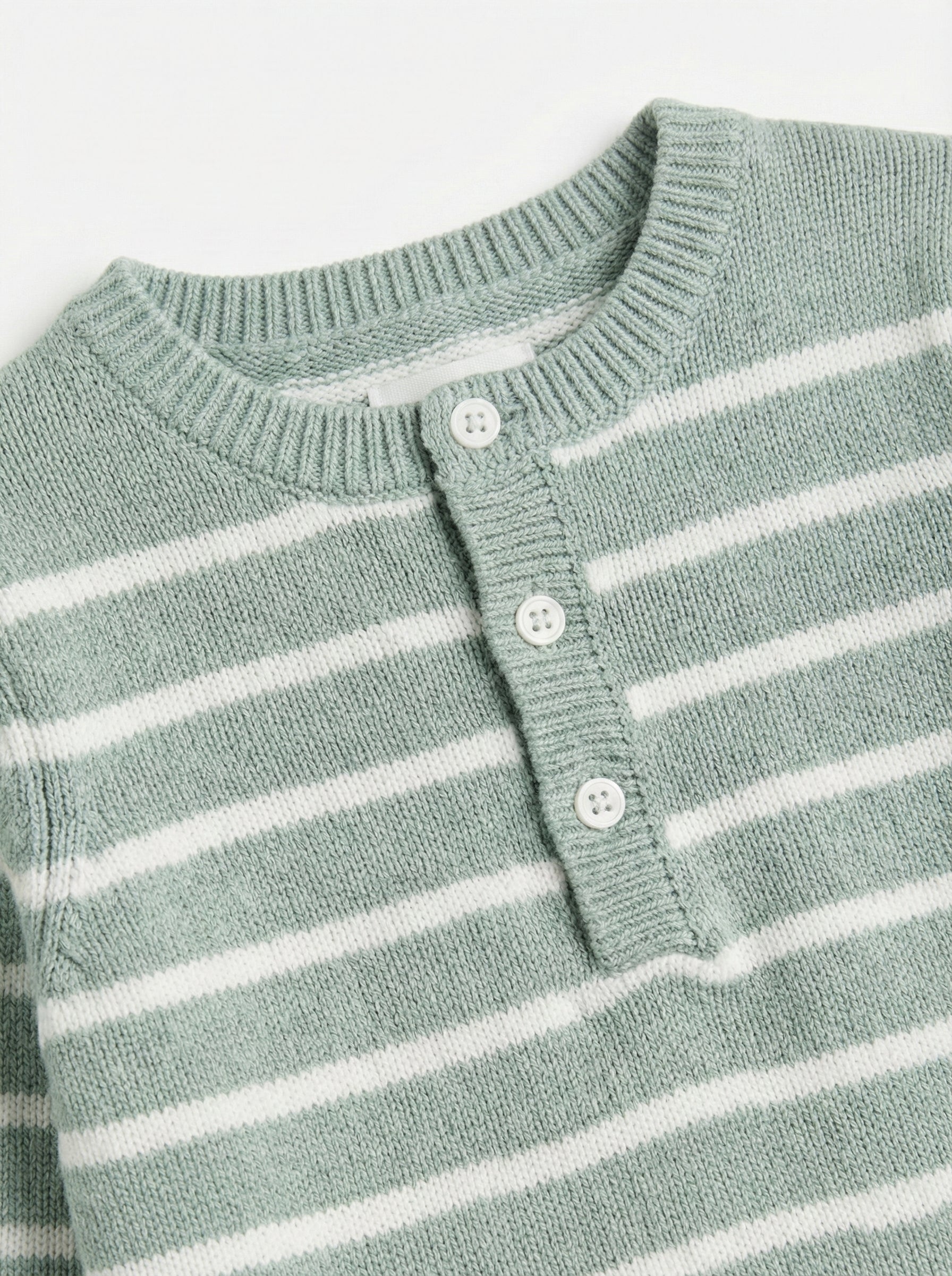 Knitted Baby Romper With Stripe Print