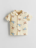 Baby Boy's Cuban Collar Half Sleeve Cotton Shirt