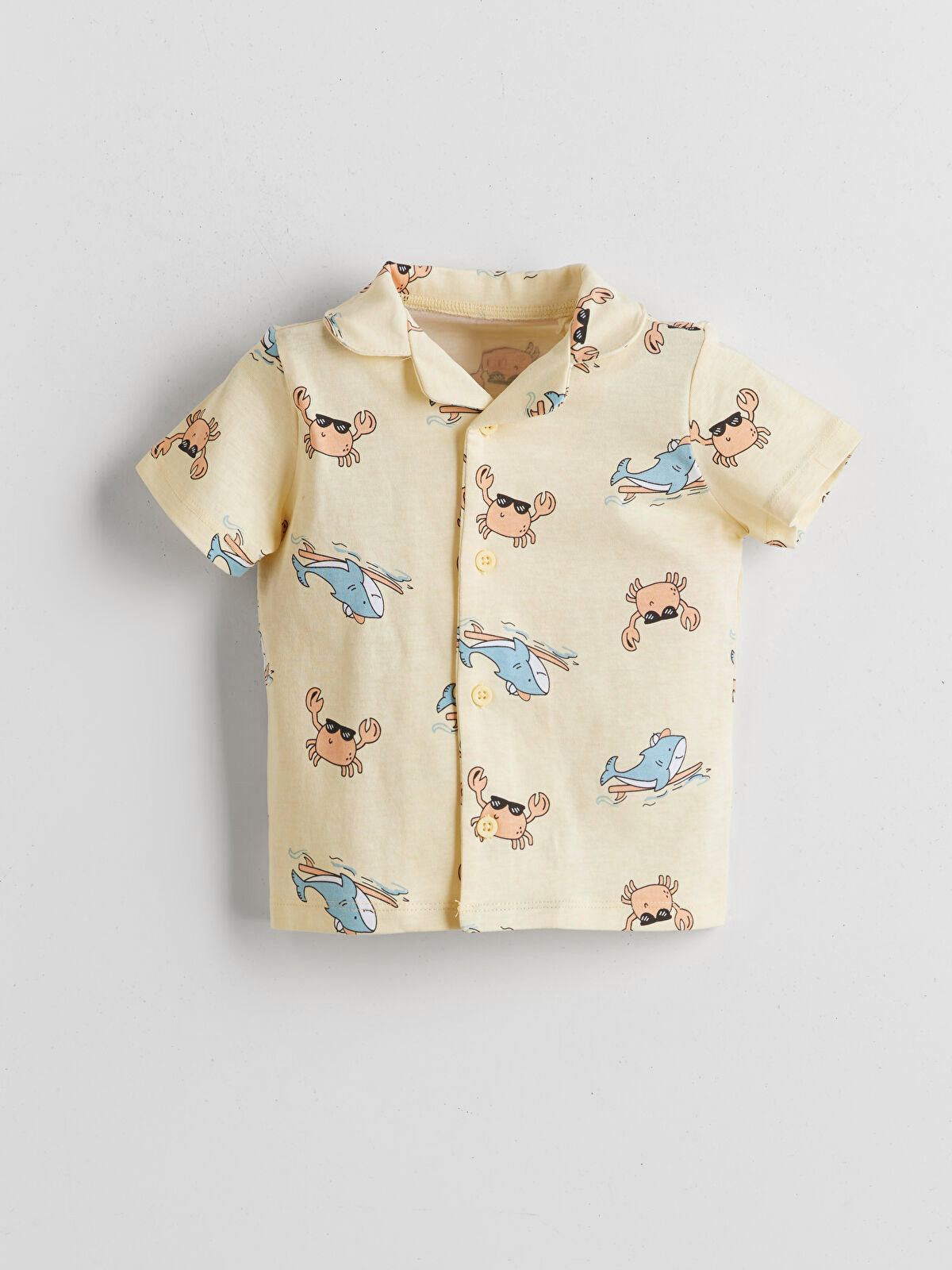 Baby Boy's Cuban Collar Half Sleeve Cotton Shirt