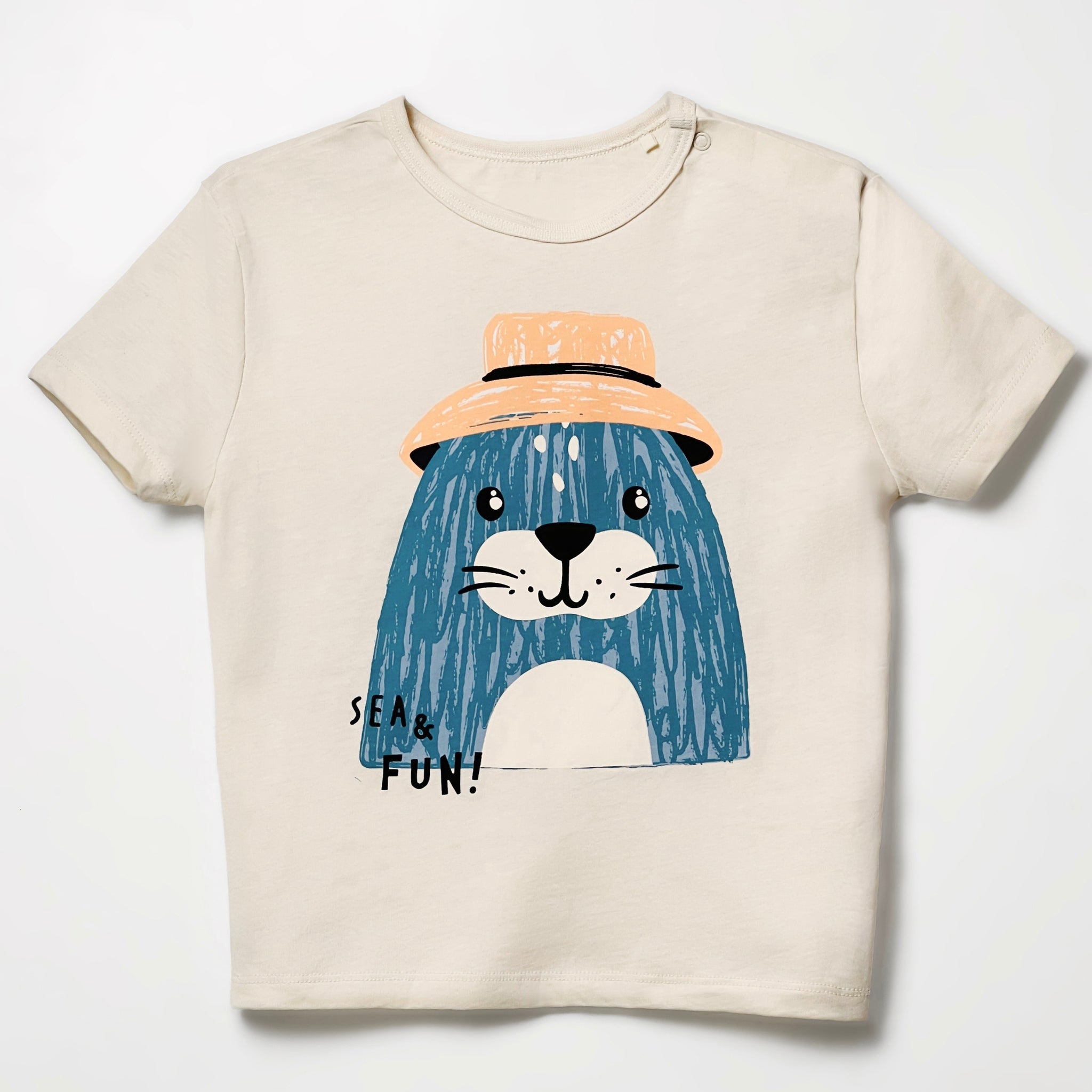 Baby Boy's Half Sleeve Cotton T-shirt | Beige Color