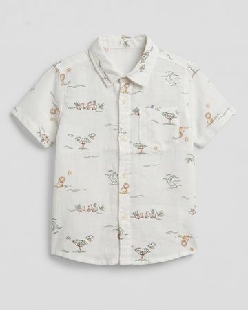 Baby Boys Safari Print Muslin Cotton Shirt