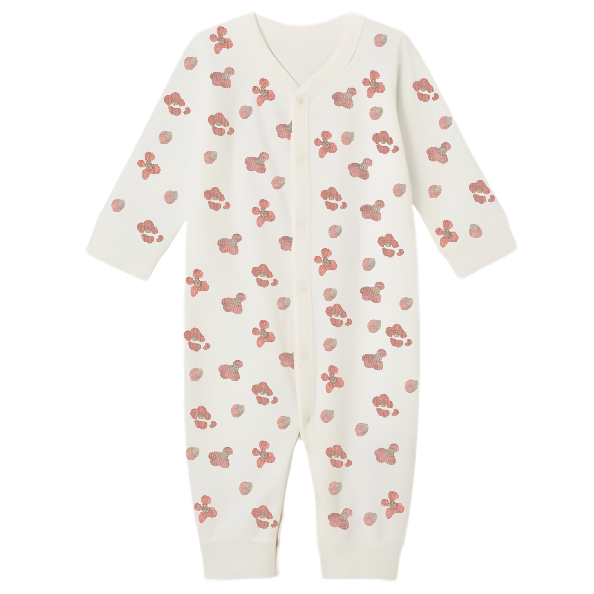 Baby Girl Romper Dress in Off White Color and Floral Print