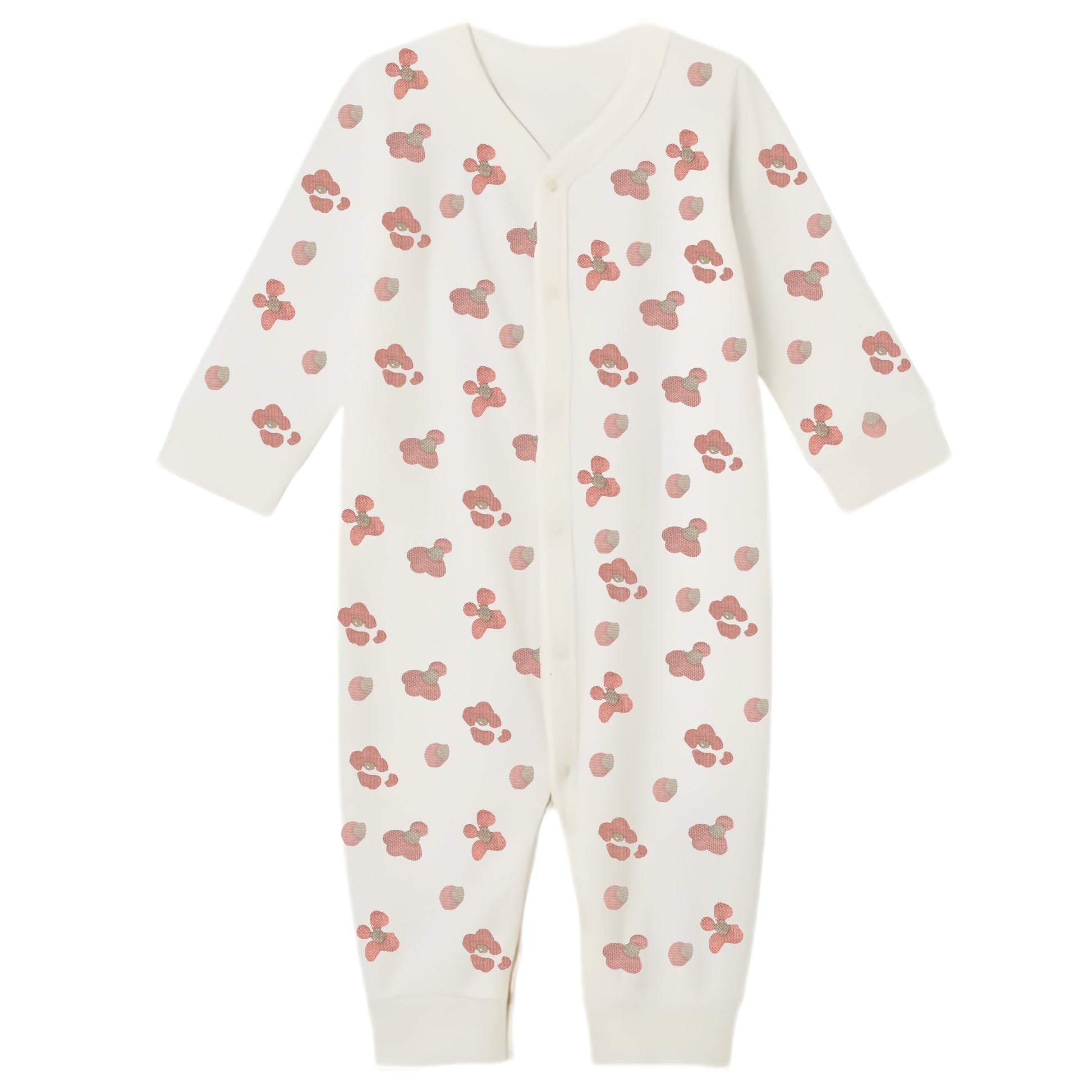 Baby Girl Romper Dress in Off White Color and Floral Print