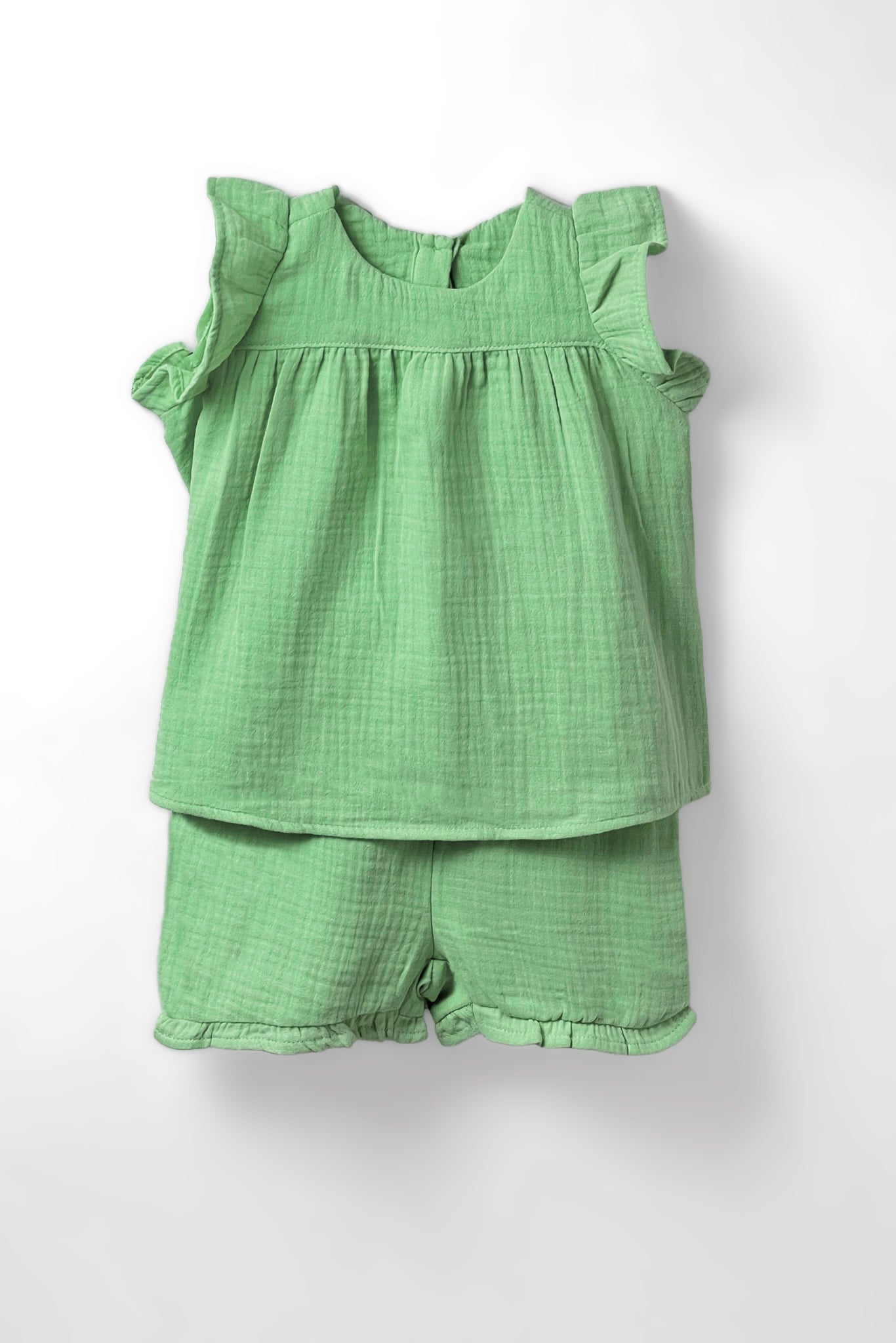 Baby Girl's Muslin Set | Cotton, Muted Green
