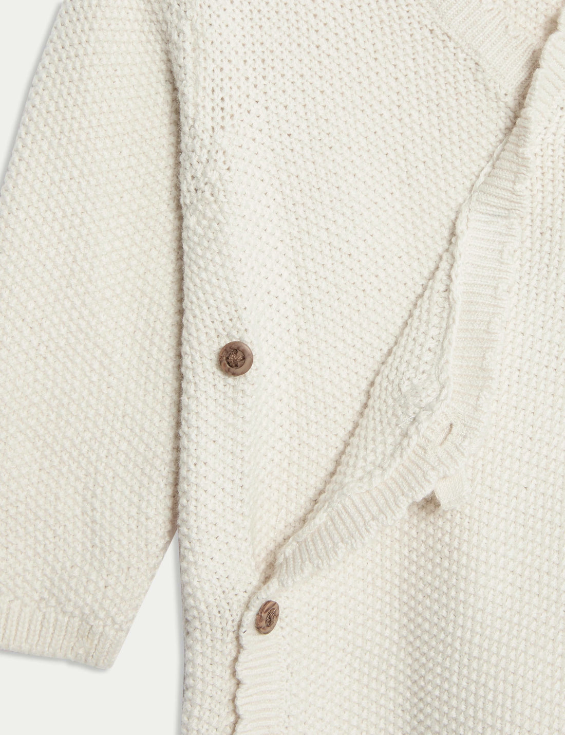 Side Parted Knit Baby Romper Off White