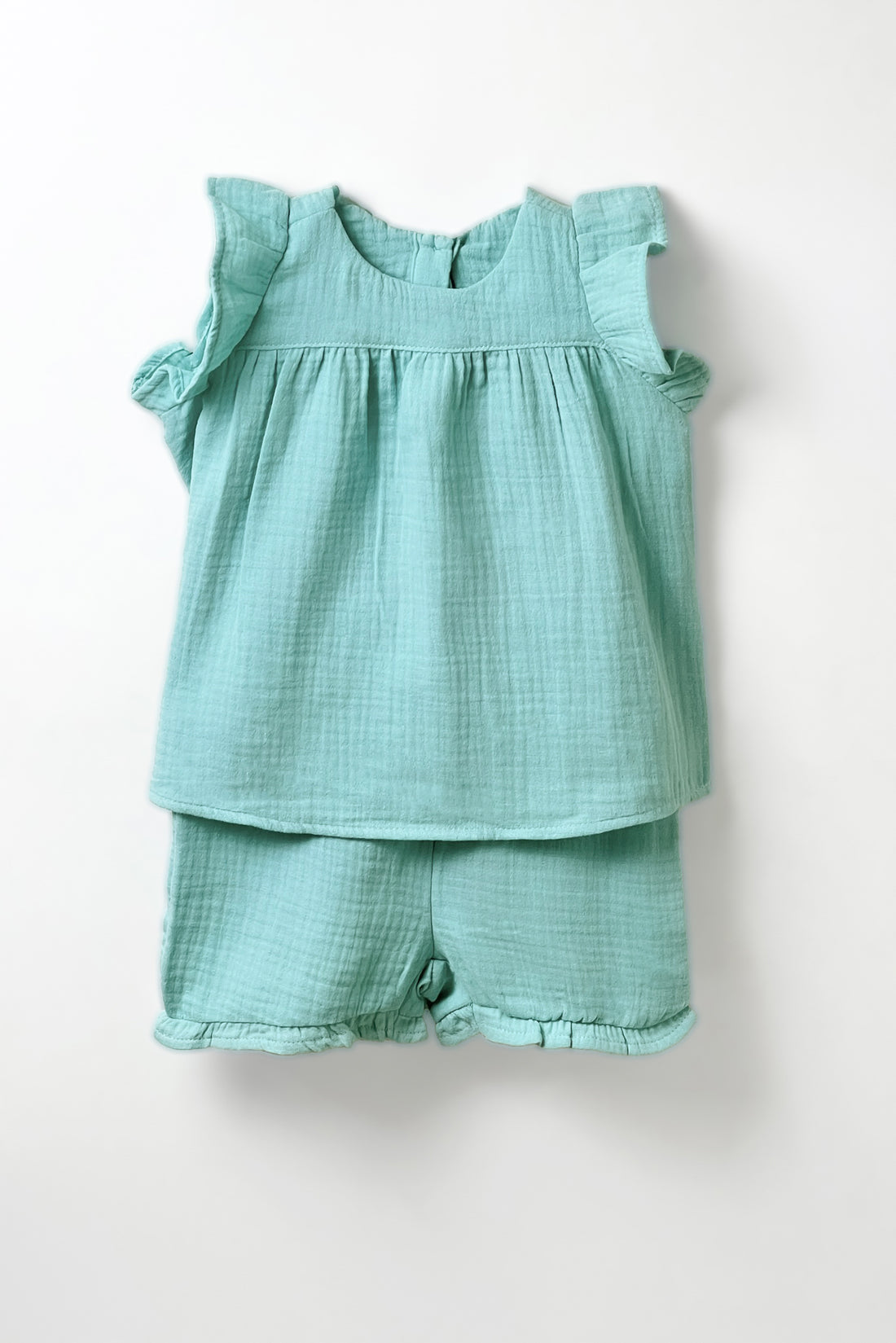  Baby Clothes, Baby Girl's Soft Muslin Ruffle Sleeve Set