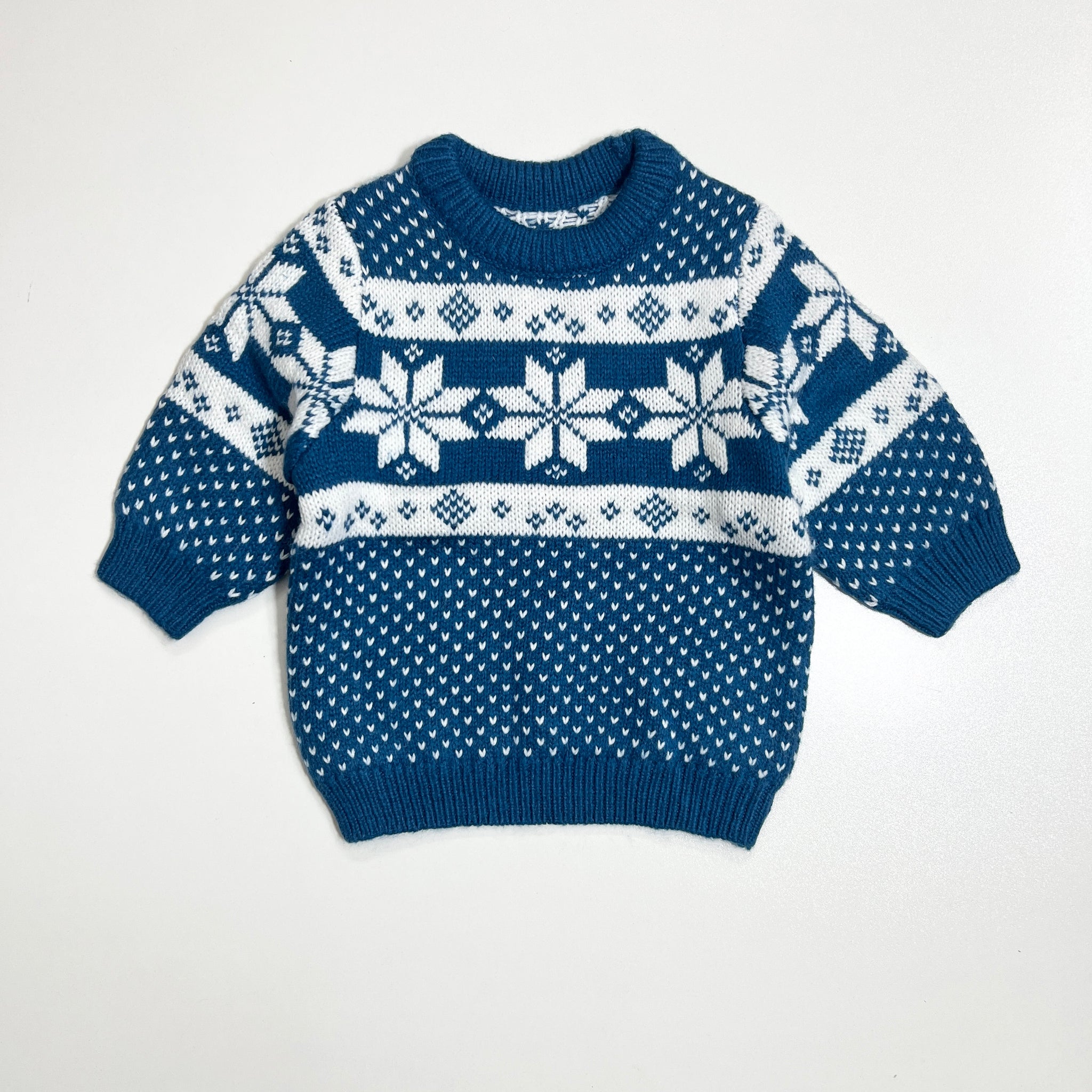 Baby Jumpers | Cotton. Blue and White Winter Theme, Round Neck