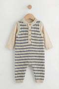 Baby Knit Dungaree Set blue striped pattern front - PTex