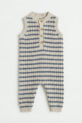 Baby Knit Dungaree Set blue striped pattern romper - PTex