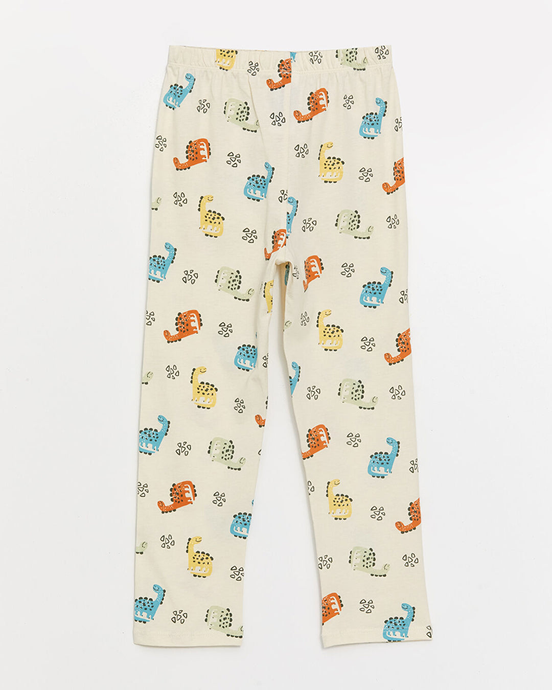 Baby 2-piece cotton pajama set in beige with a cute print, polo collar, and long sleeves, Trouser or pajama.