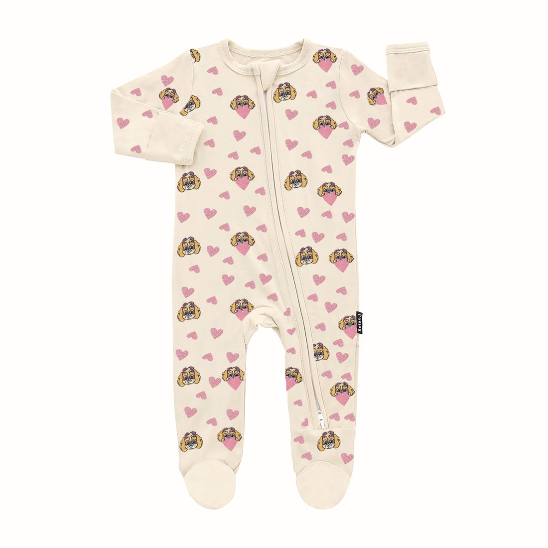 Baby Romper made of Cotton fabric,  Zipper opening, attached Footwear, Beige color , Paw Patrol