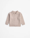 Beige kids sweater with collar on a white background