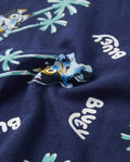 Boys' navy short-sleeve t-shirt with all-over Bluey tropical palm tree print
