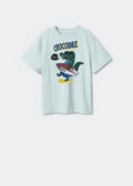 Boy's Crocodile Printed T-Shirt | Cotton, Mint Green