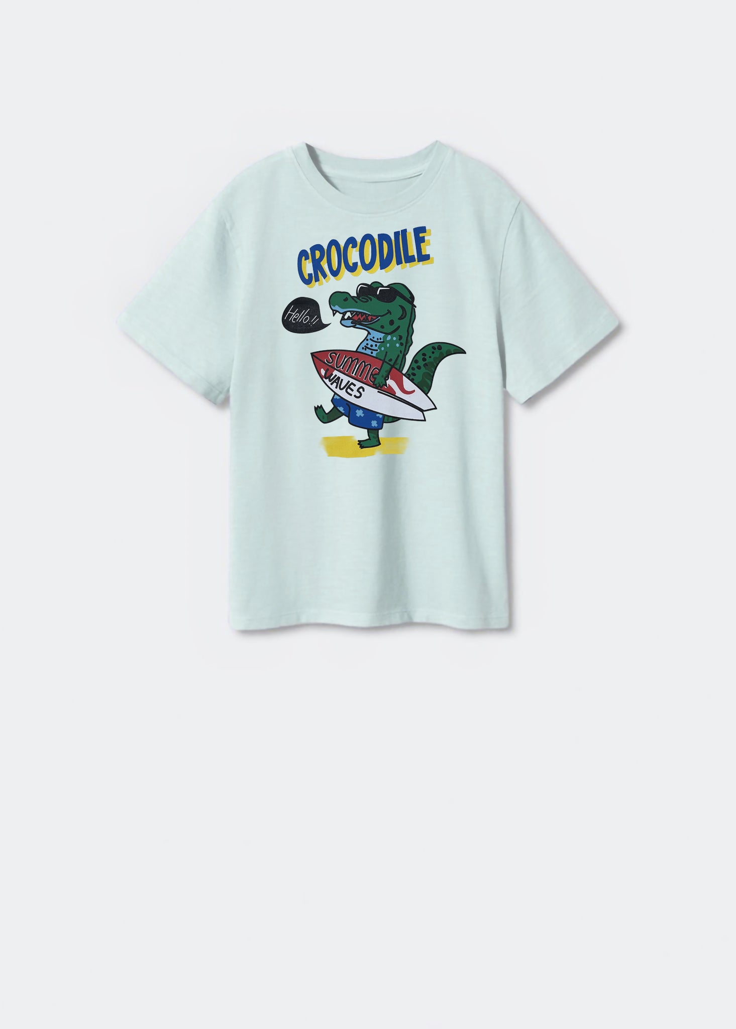 Boy's Crocodile Printed T-Shirt | Cotton, Mint Green