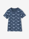 Boy's Navy Blue Whale Print Cotton T-Shirt