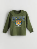 Boy's Olive Green Long Sleeve T-Shirt – New York Tiger Graphic