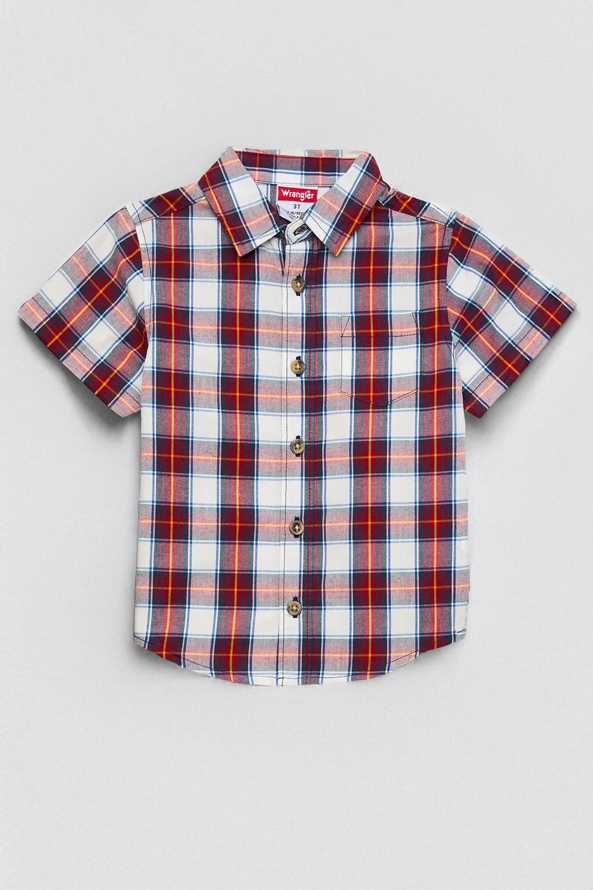 Boy's Short Sleeve Cotton Shirt | Red Checkered