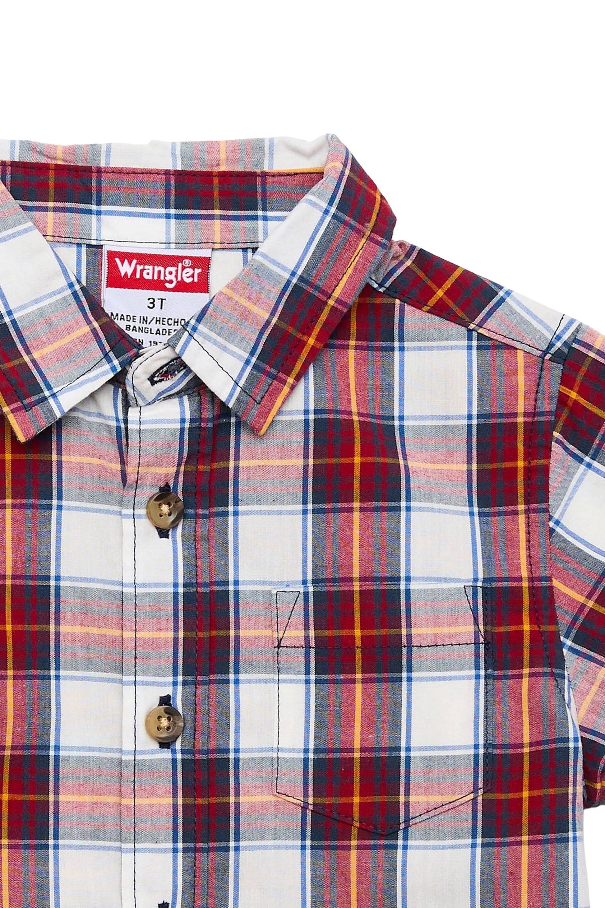 Boy's Short Sleeve Cotton Shirt | Red Checkered