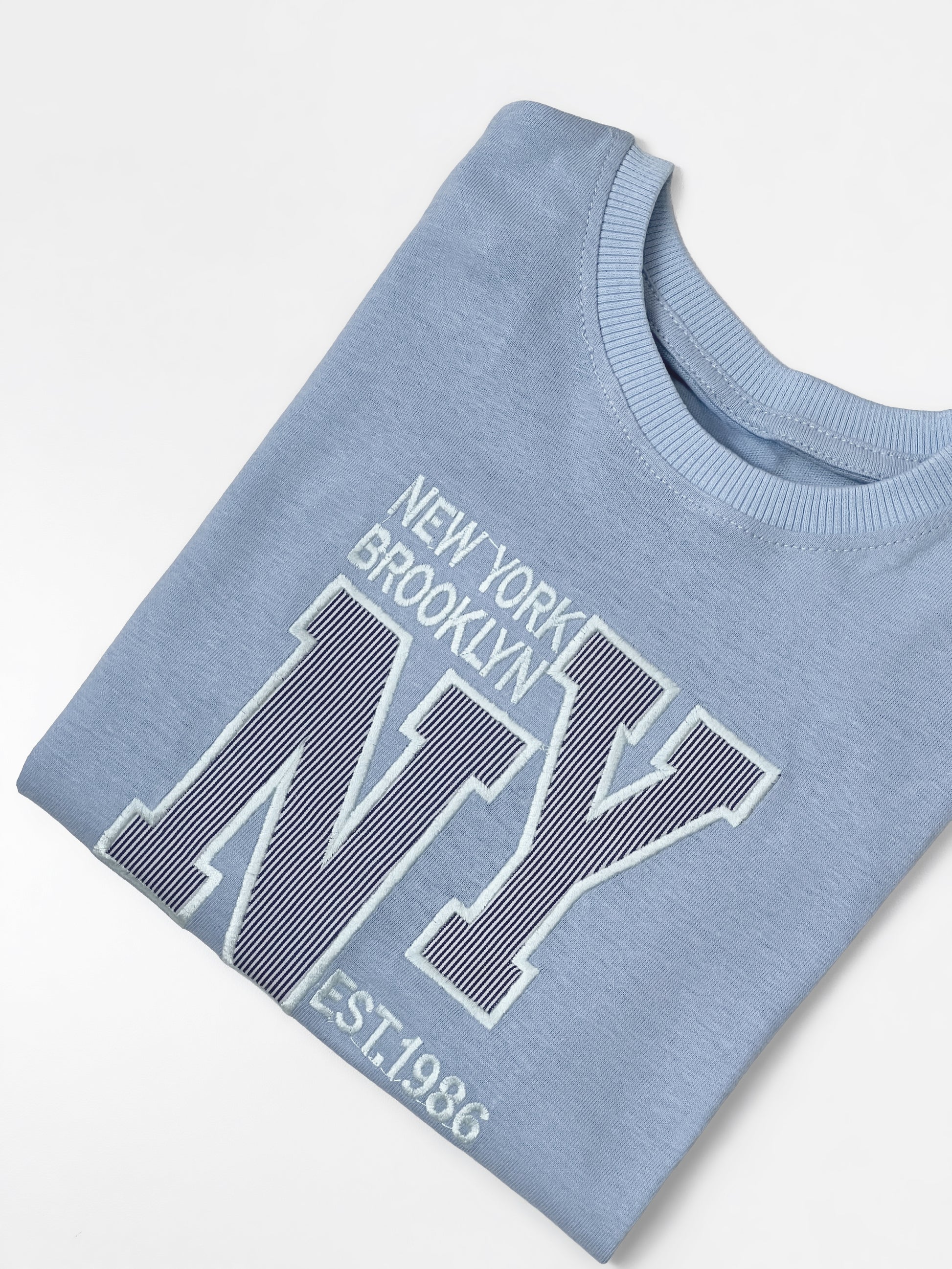 Boy's Short Sleeve Printed T-shirt | Cotton, Light Blue