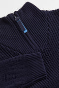 Boys Zip Up Sweater in Cotton Fabric and navy blue Color