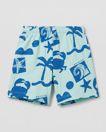Boy's Single Jersey Cotton Short Pant — "Big Waves" Print
