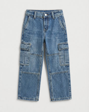 Boy's Classic Blue Denim Cargo Pants