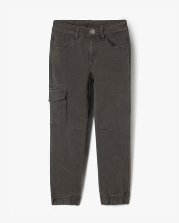 Boy's Regular Fit Velvet Cargo Pants - Brown