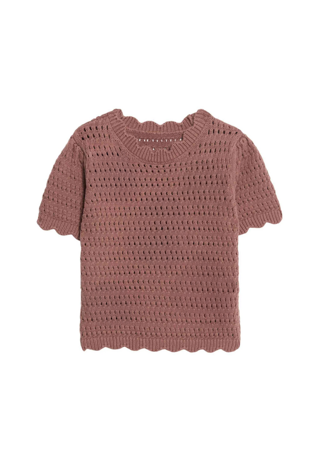 Brown crochet top on a white background