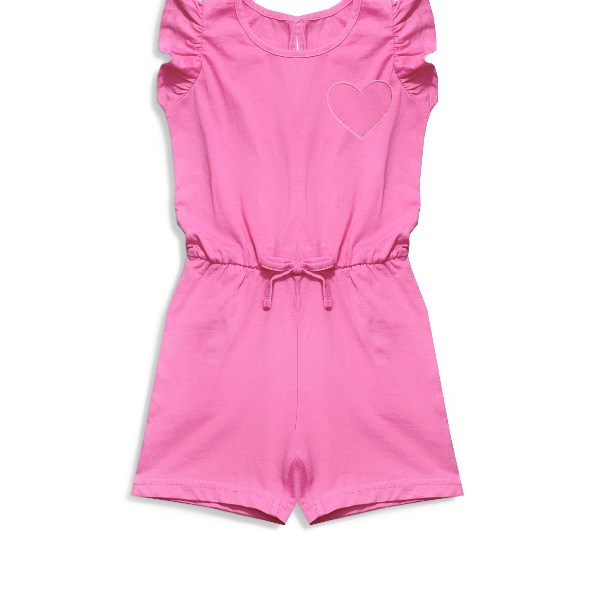 Girl's Jumpsuit | Cotton, Ruffled Trim, Pink