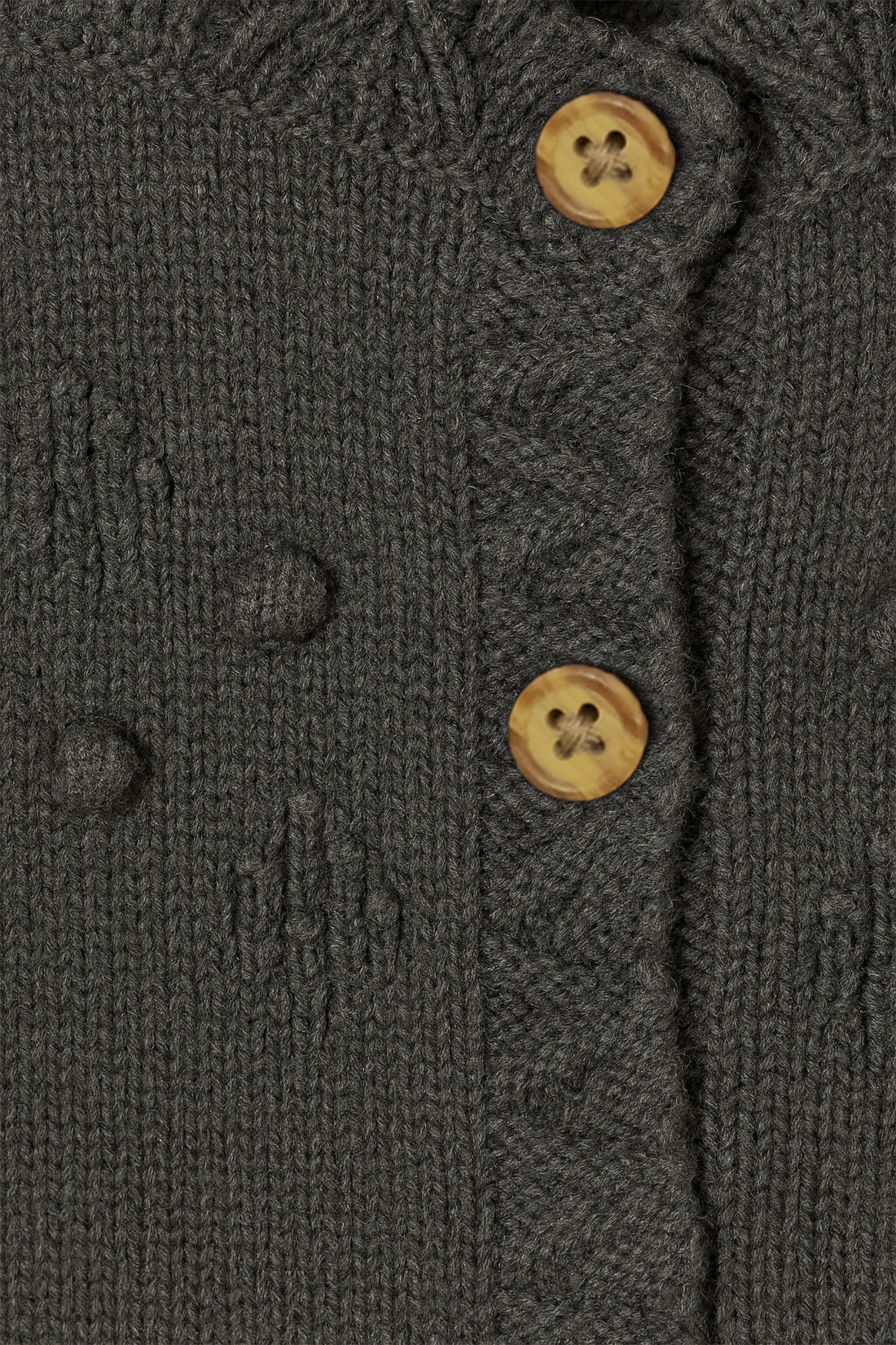 Charcoal Knit Button-Up Baby Cardigan