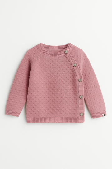 Infant Soft Pink Side Button Knit Sweater