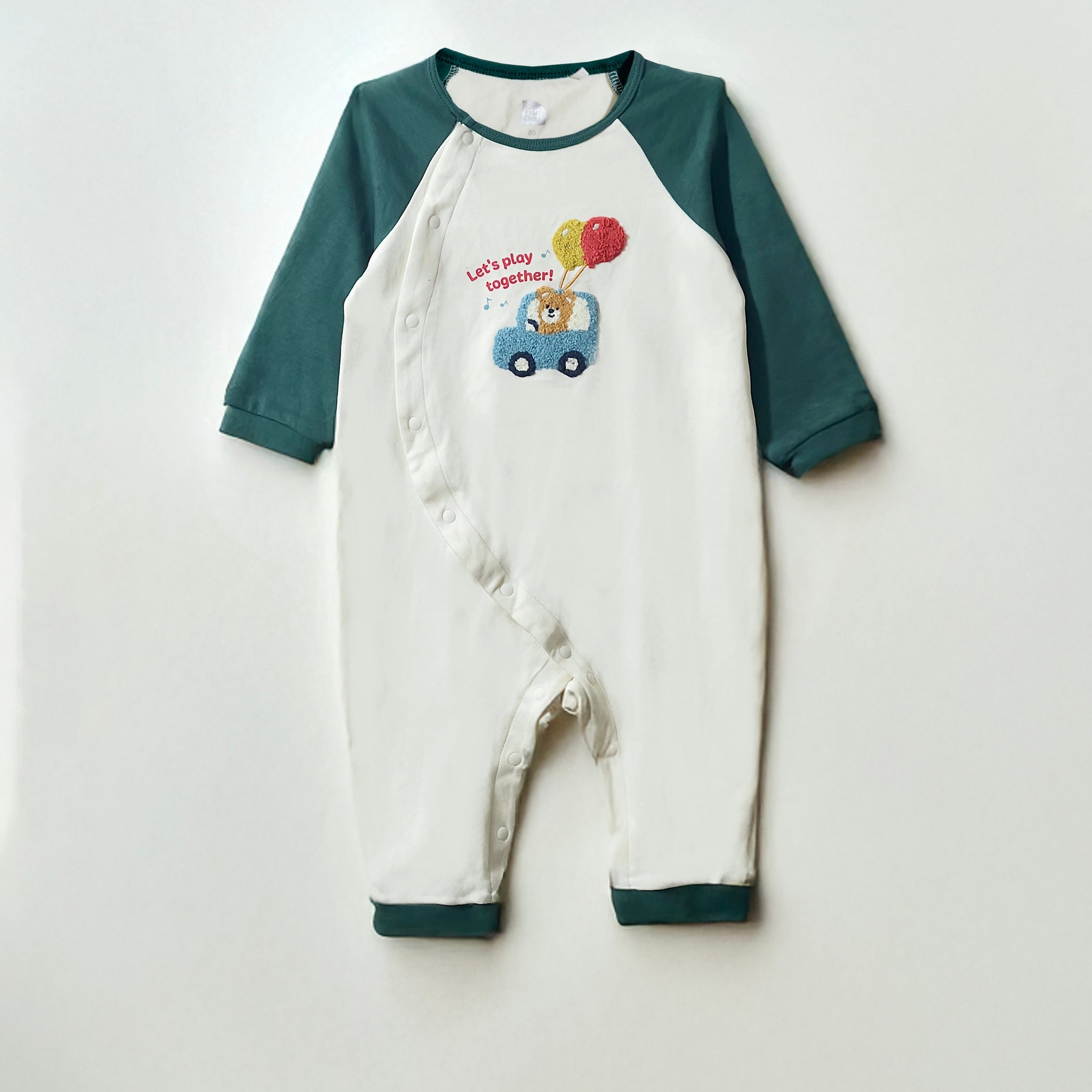 Cotton Fabric baby rompers with round neck