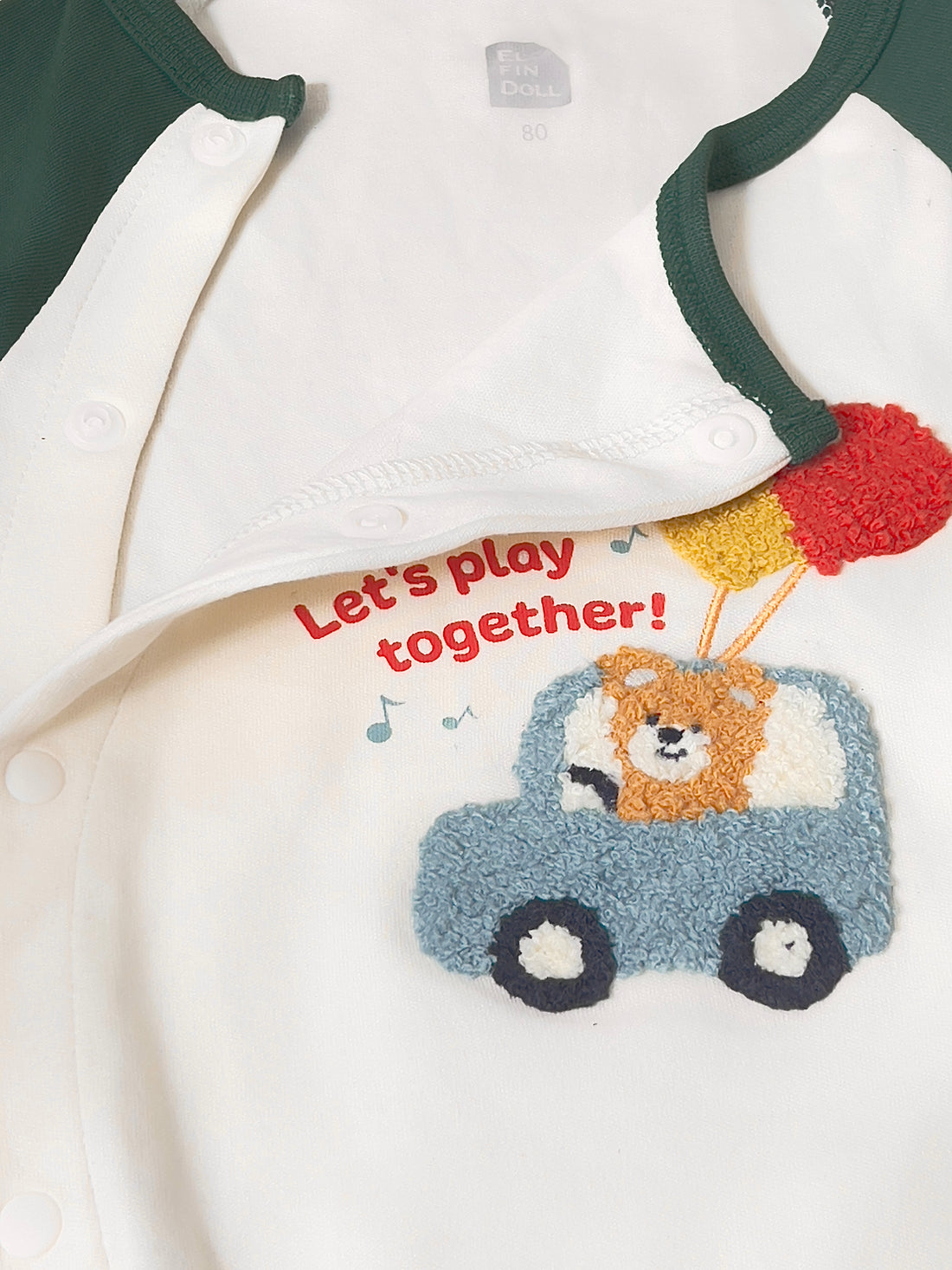 Cotton Fabric baby rompers with round neck