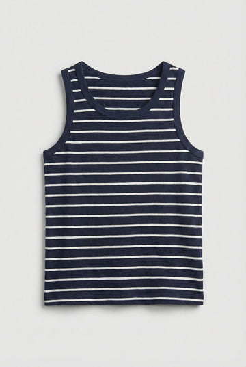 Kids Classic Striped Navy Blue Tank Top