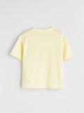 Crew Neck Girl's Cotton T-shirt | Yellow back