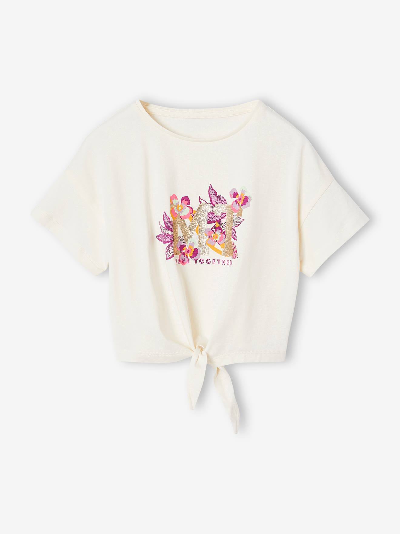 Cropped Girl's T-shirt | Cotton, Front Knot