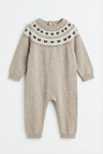 Pure Cotton Knitted Fair Isle Romper