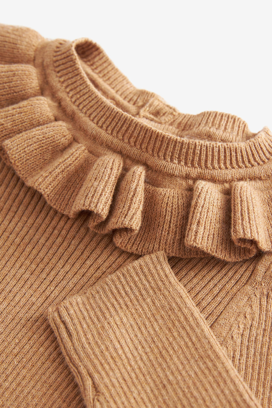 Girls Frill Neck Sweater for winter in cotton Fabric and brown colour
