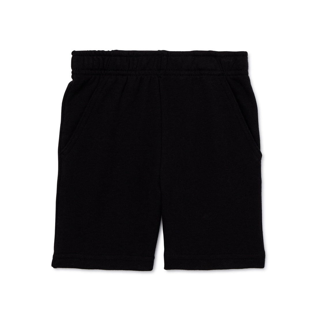 Boy's Terry Fabric Black Short Pant - Cotton, Stretchable Waist & Side Pocket