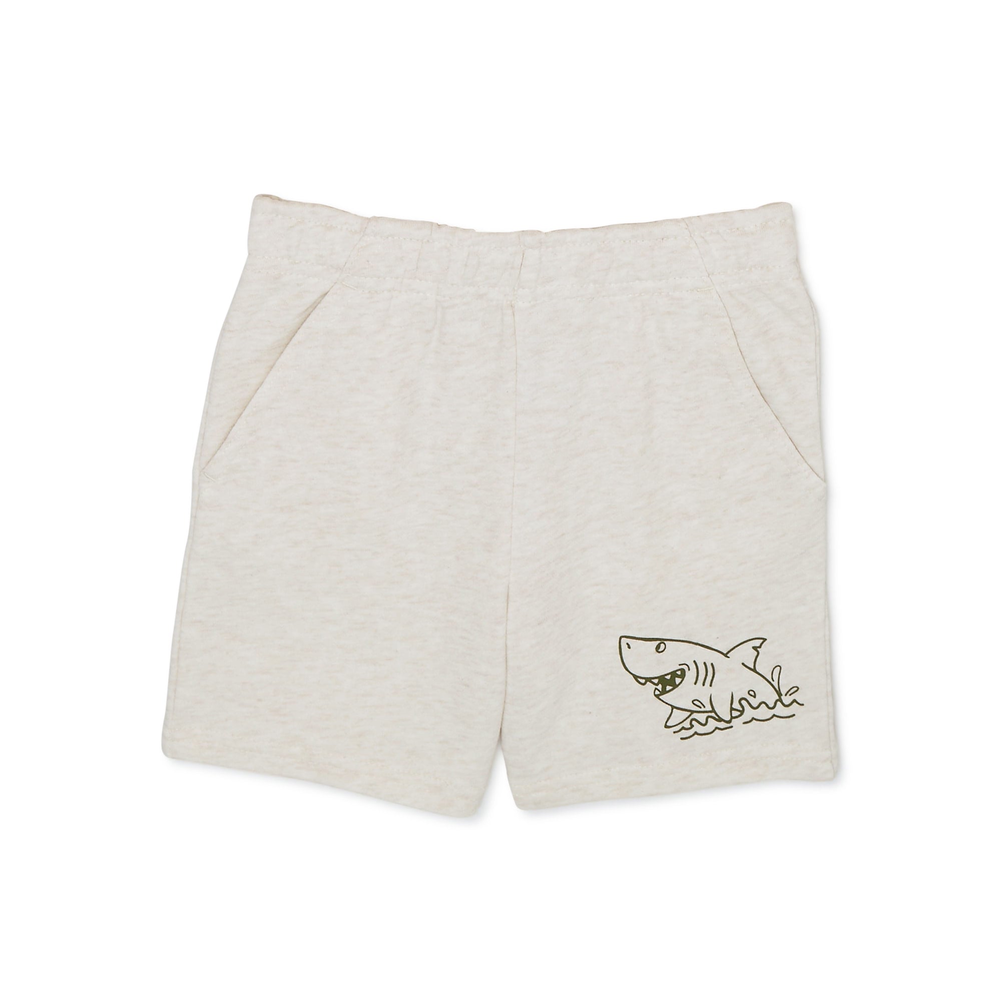 Toddler Terry Fabric Short Pant in Cotton fabric, Stretchable waist and Light Beige color